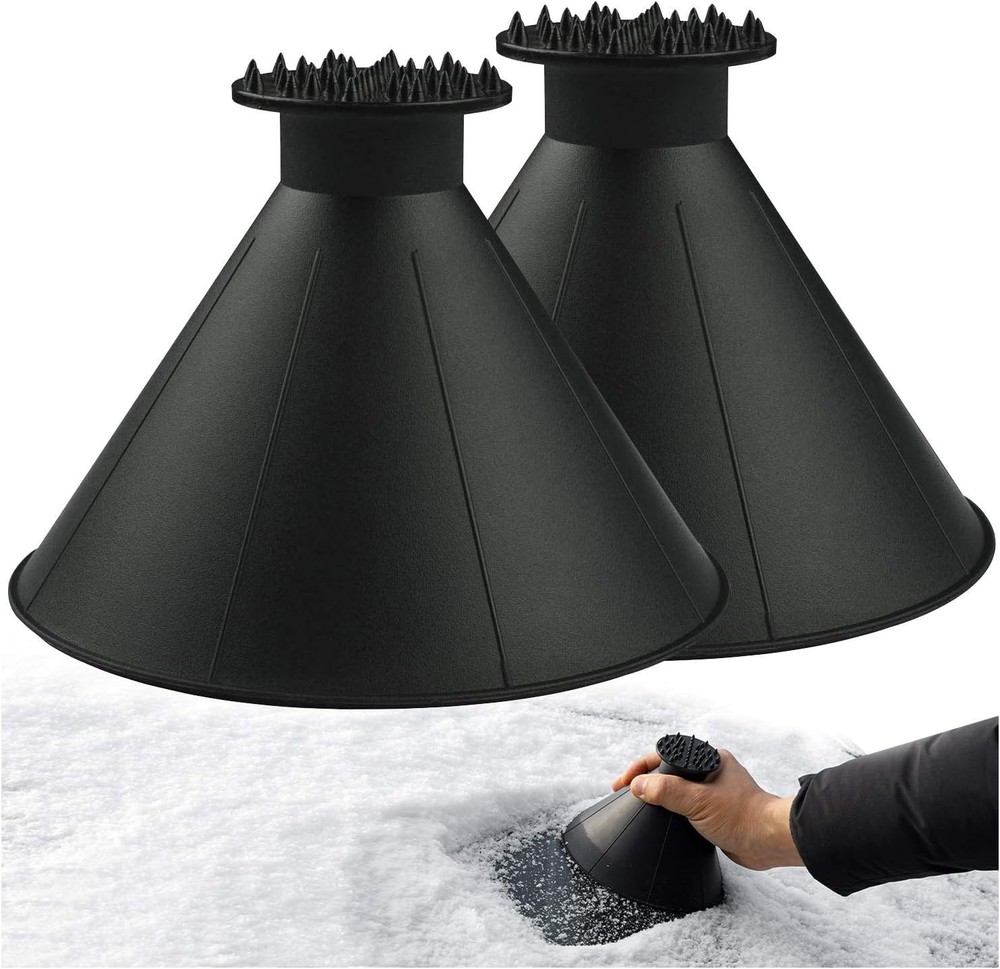 Cone and Round Ice Scraper Set for Windshield - Perfect Winter Car Tools