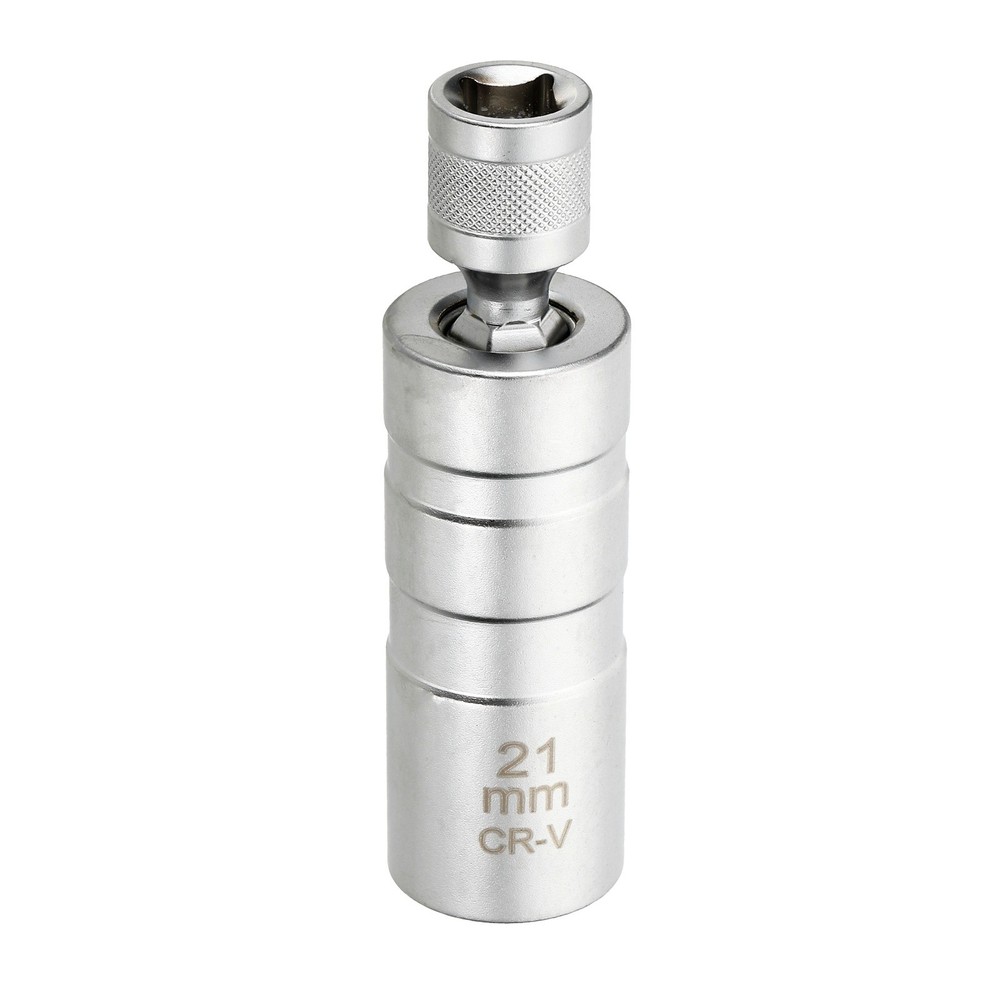 Spark Plug Socket 3/8" Drive 21mm Swivel Magnetic Thin Wall Silver