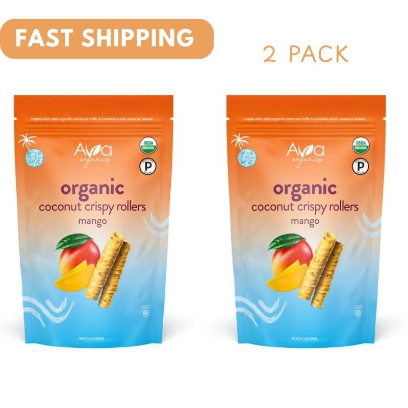 2 pack Ava Organics Mango Coconut Crispy Rollers, 14.1 oz. Fast Dispatch