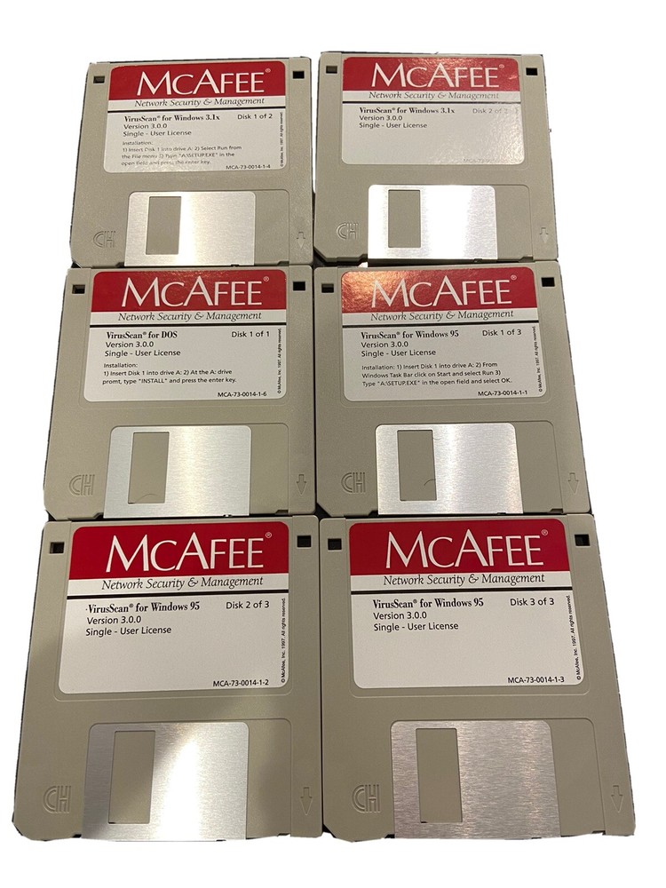McAfee VirusScan 3.0 For Windows 95, 3.1x, DOS, 3.5” Disc - #0006