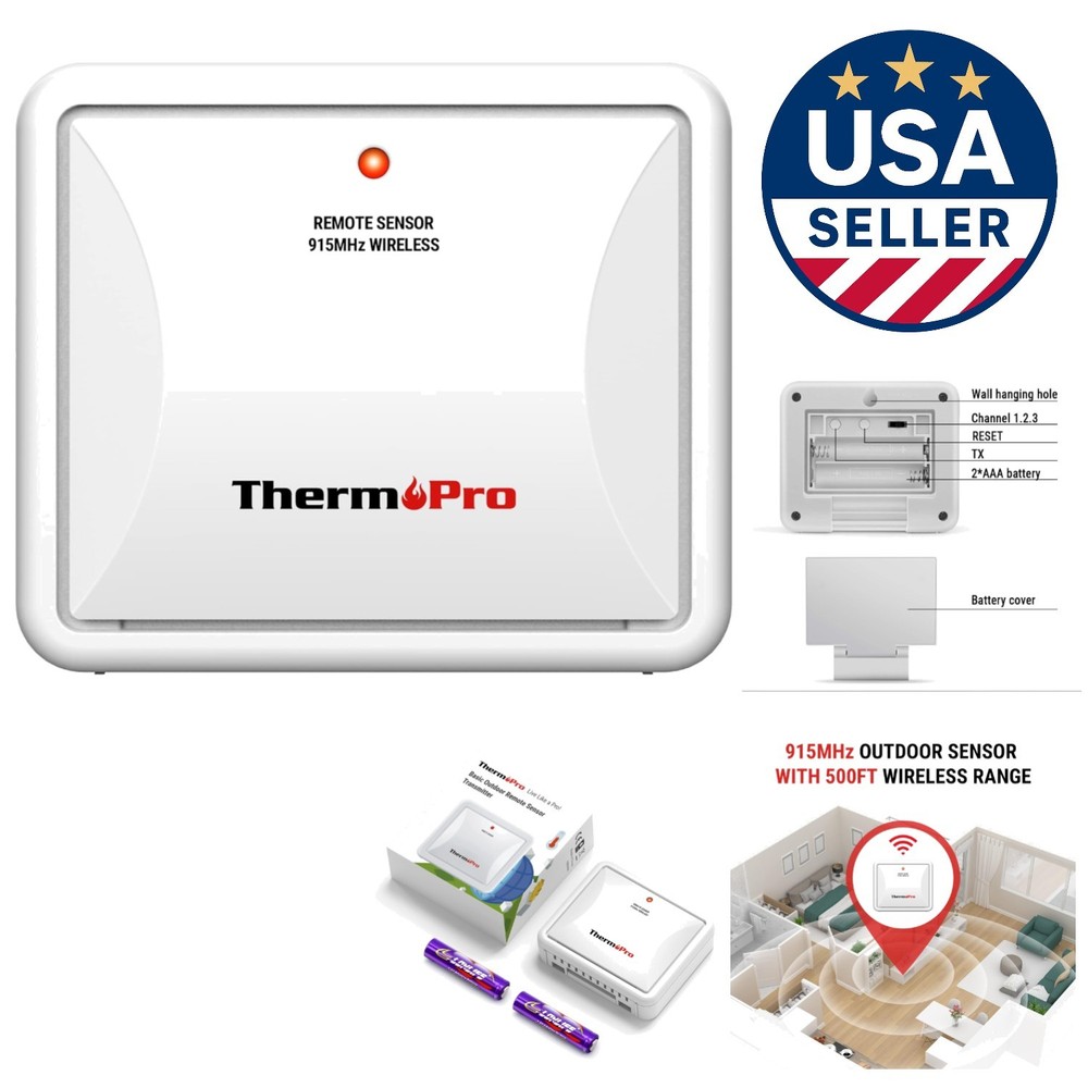 Compact Rainproof Outdoor Sensor with 915MHz Signal for Climate Control Systems