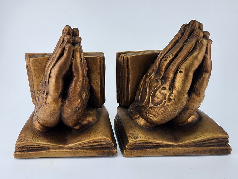 Praying Hands Bookends Matching Set • Christian Decor