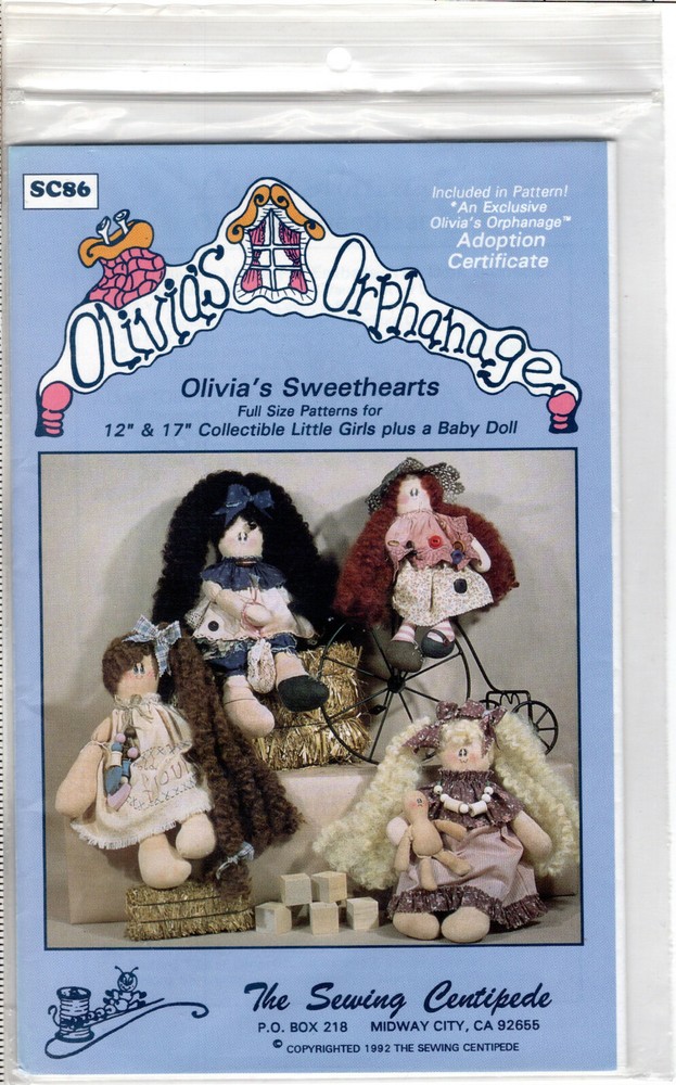 "Olivia's Sweetherts" ©1992 The Sewing Centipede Dollmaking Craft Pattern # SC86