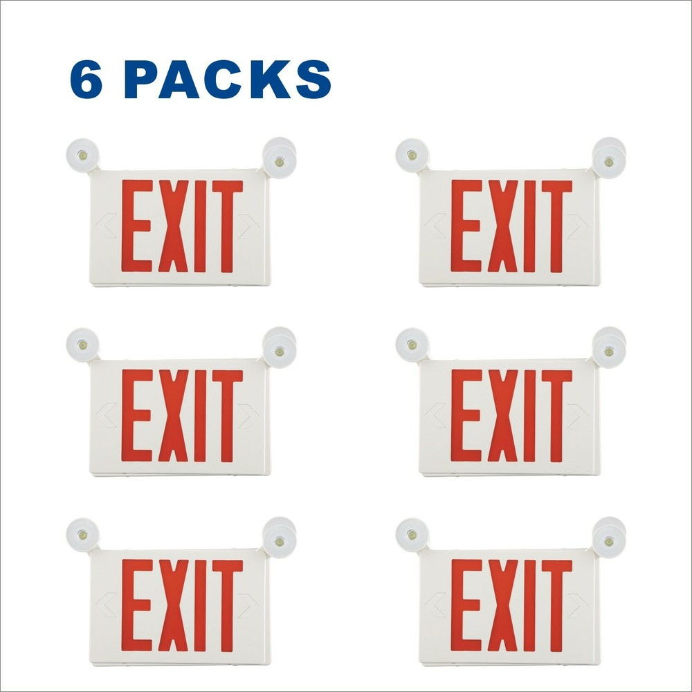 Spectsun 6 Pack Red LED Exit Sign with Emergency Lights Exit Sign Lighting Home