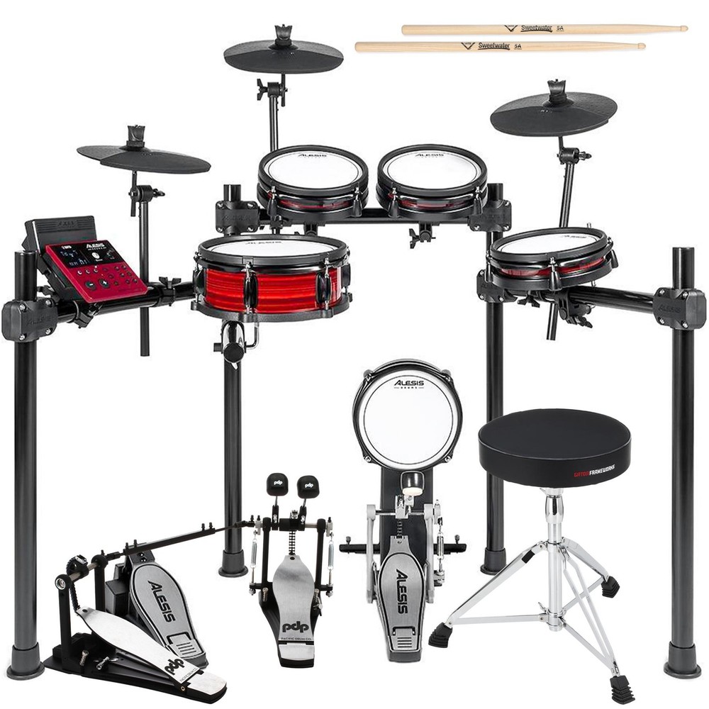 Alesis Nitro Pro Electronic Drum Kit - Double Kick Essentials Bundle