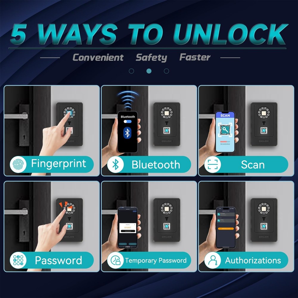 New Smart Lock Boxes, Fingerprint Key Box Bluetooth Key Box with App Control ...