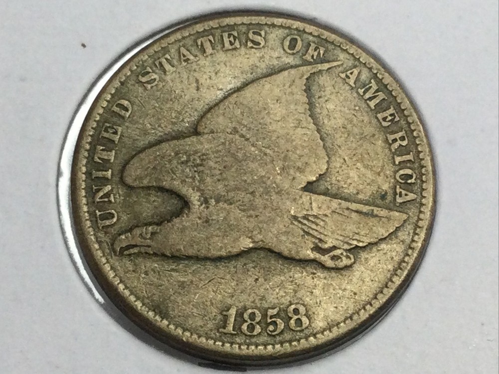 1858 small letters Flying Eagle Cent in fine