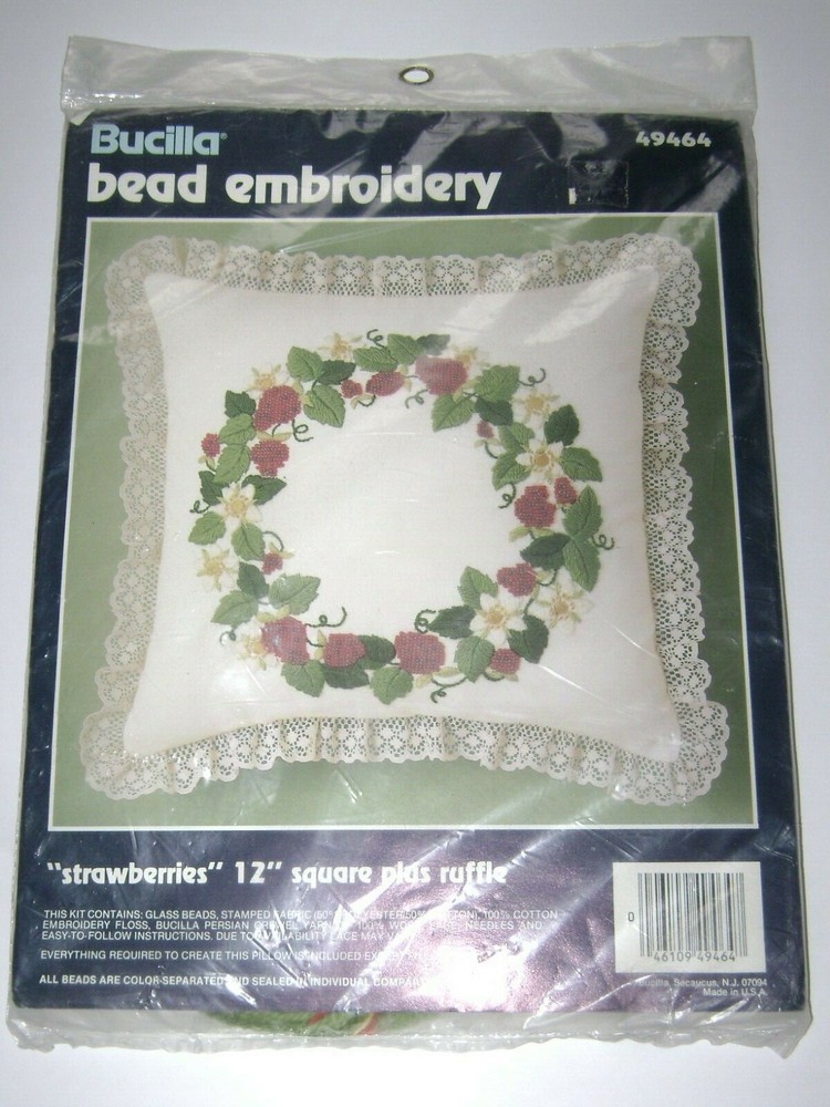 Bucilla Bead Embroidery Kit 49464 STRAWBERRIES