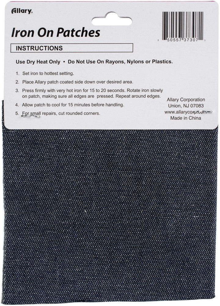 Allary Iron On Patching Fabric Blue Denim, 21"X5"