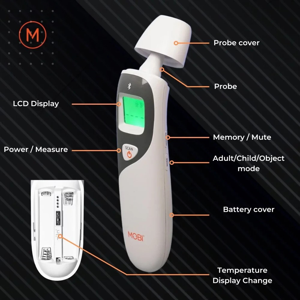 MOBI CONNECT Smart DualScan™ Bluetooth Ear & Forehead Thermometer w/App Control