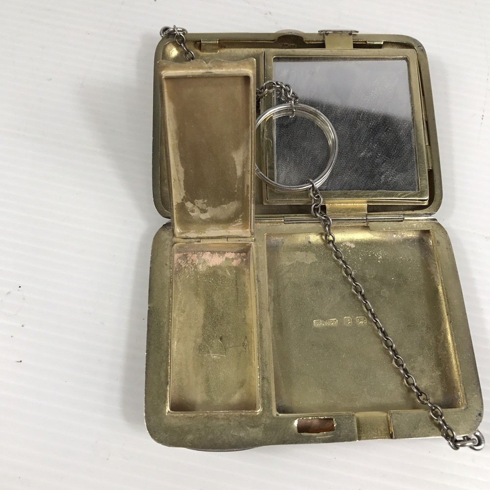 Antique Solid Silver Compact Combination Card Case Lipstick Purse D Bros