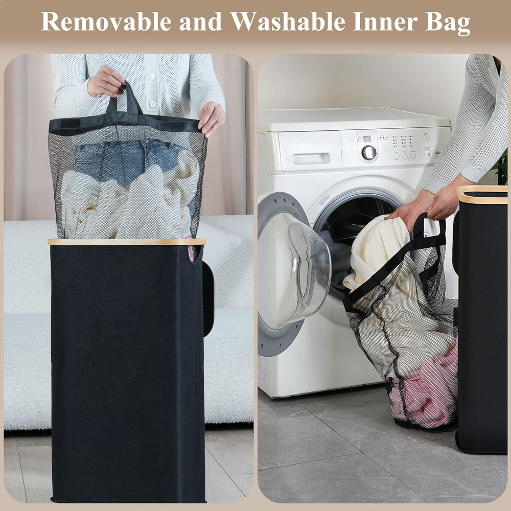 Laundry Hamper with Lid, 110L Large Laundry Hamper with Handle and Lid, Colla...