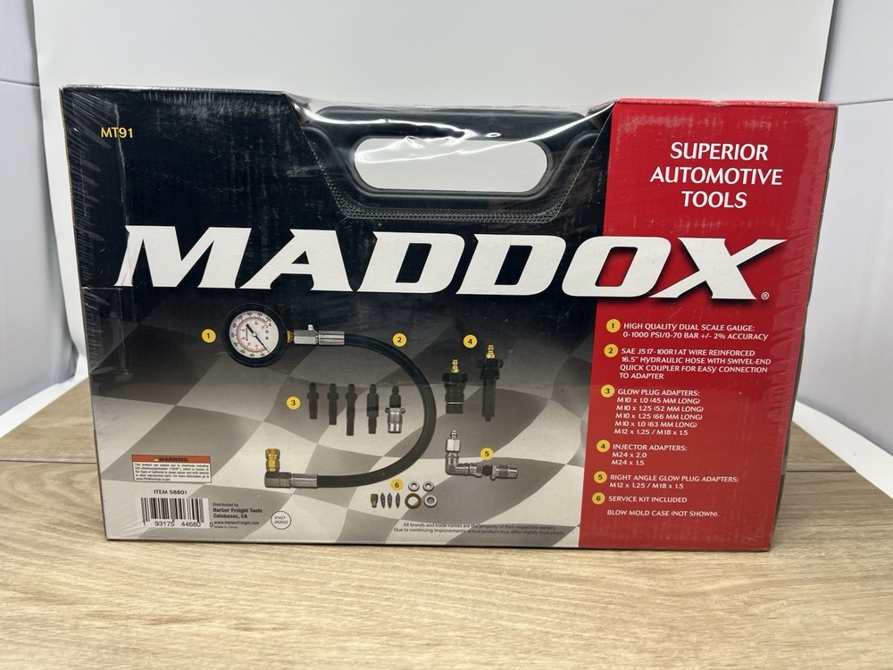MADDOX Diesel Engine Cylinder Compression Tester Gauge Pressure Test Tool Kit