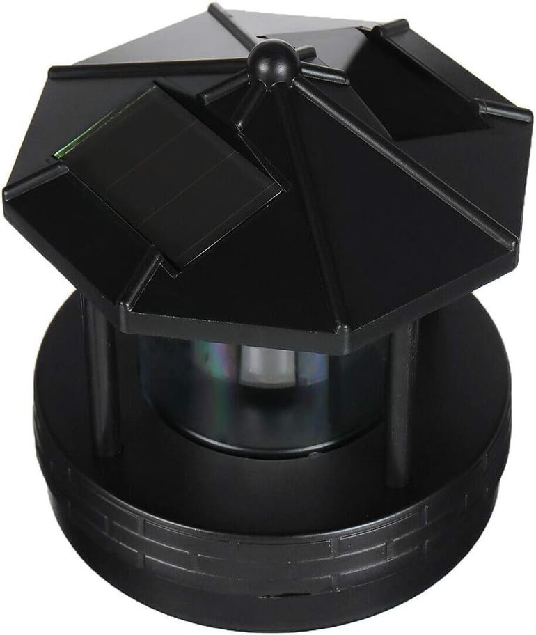 Solar Lighthouse 360 Degree Rotating Led Black, Red