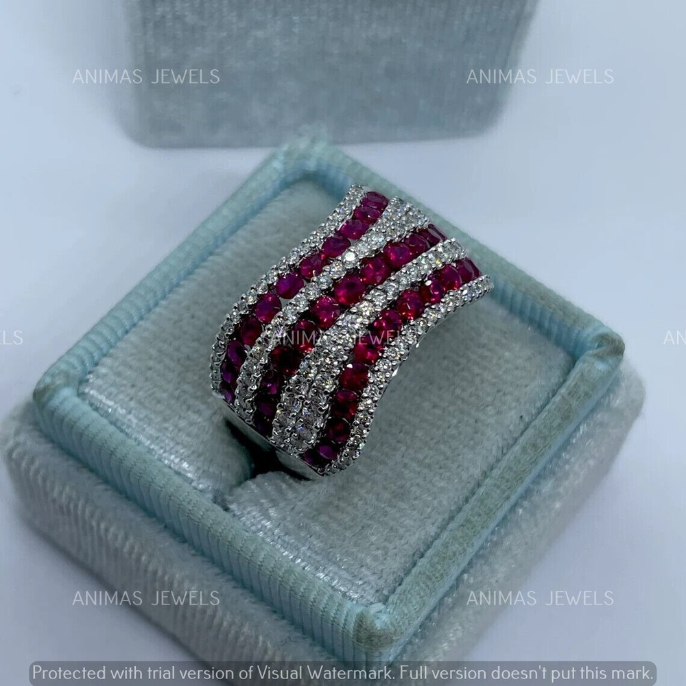 2.20Ct Round Cut Lab Created Ruby Half Eternity Wedding Ring 925 Sterling Silver