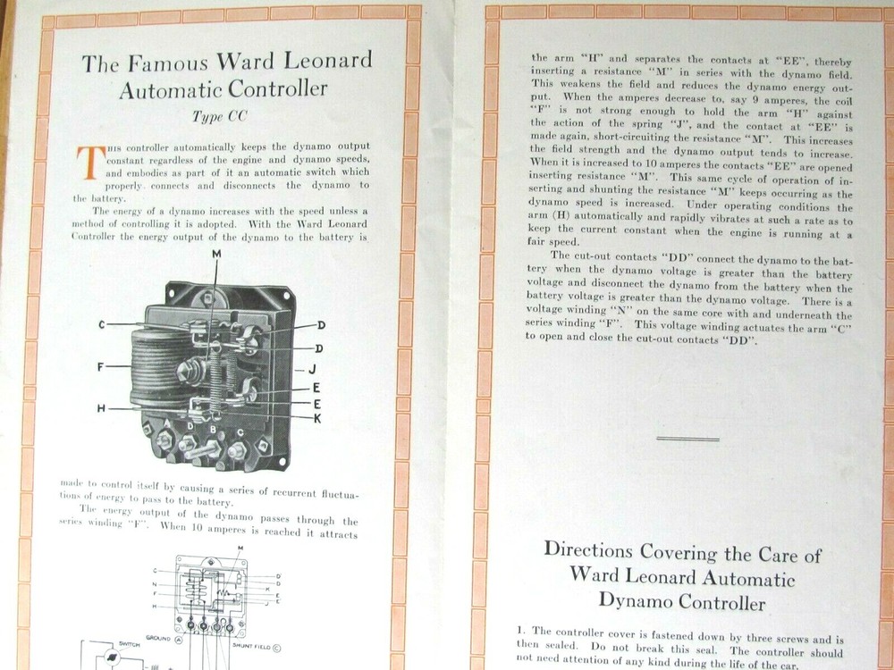 1916 BROCHURE FOR KING MOTOR CAR CO KING 8 , AUTOMATIC CONTROLLER WARD LEONARD
