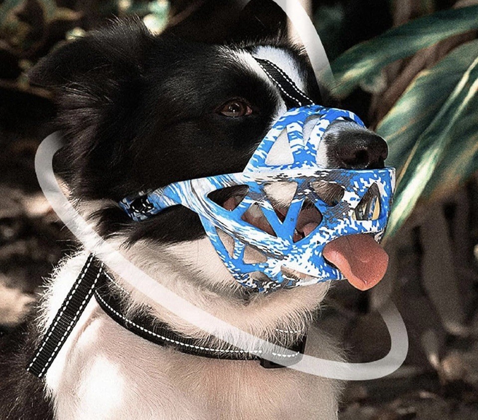Soft Elastic Dog Muzzle Medium Dog, L Camouflage Blue NWT