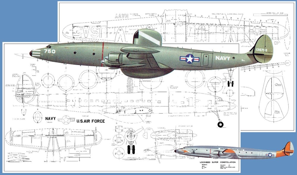Model Airplane Plans (RC): Lockheed Super Constellation 1/24 Scale 61" Wingspan