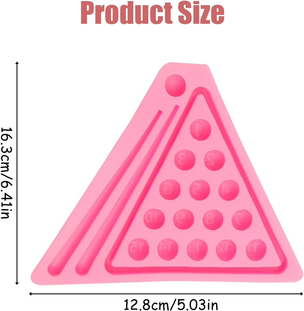Mini Billiard Balls Set Resin Casting Mold, Pool Table Triangle Ball Rack Silico