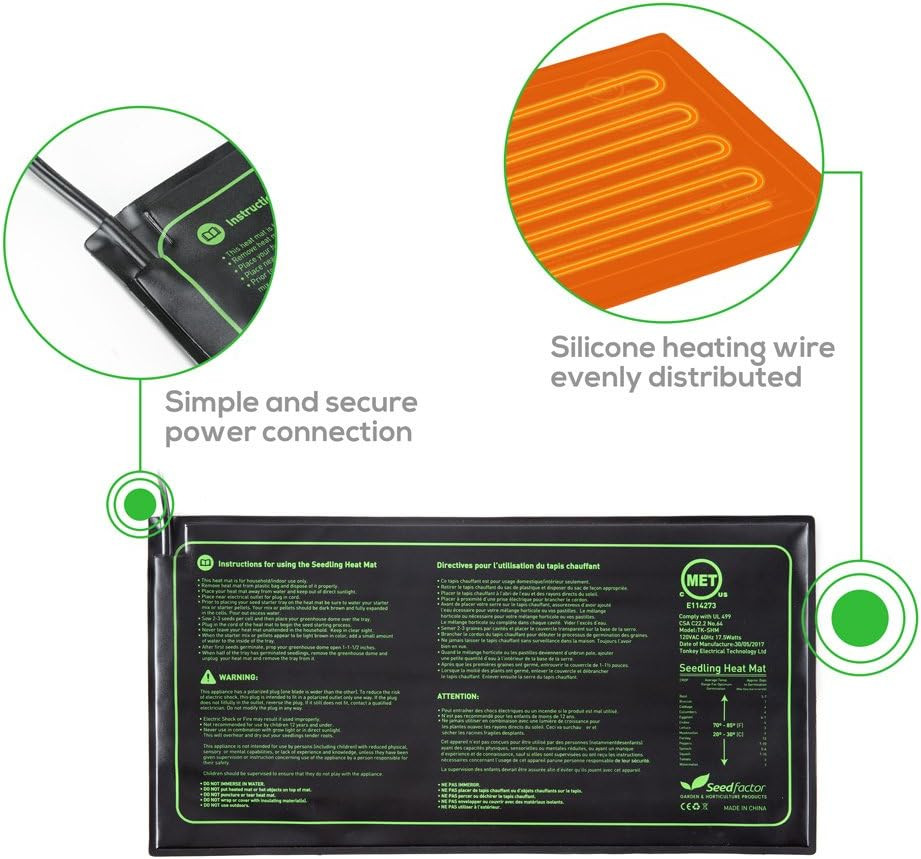 MET Certified 2 Pack Seedling Heat Mat, Seedfactor Waterproof Durable Germinatio