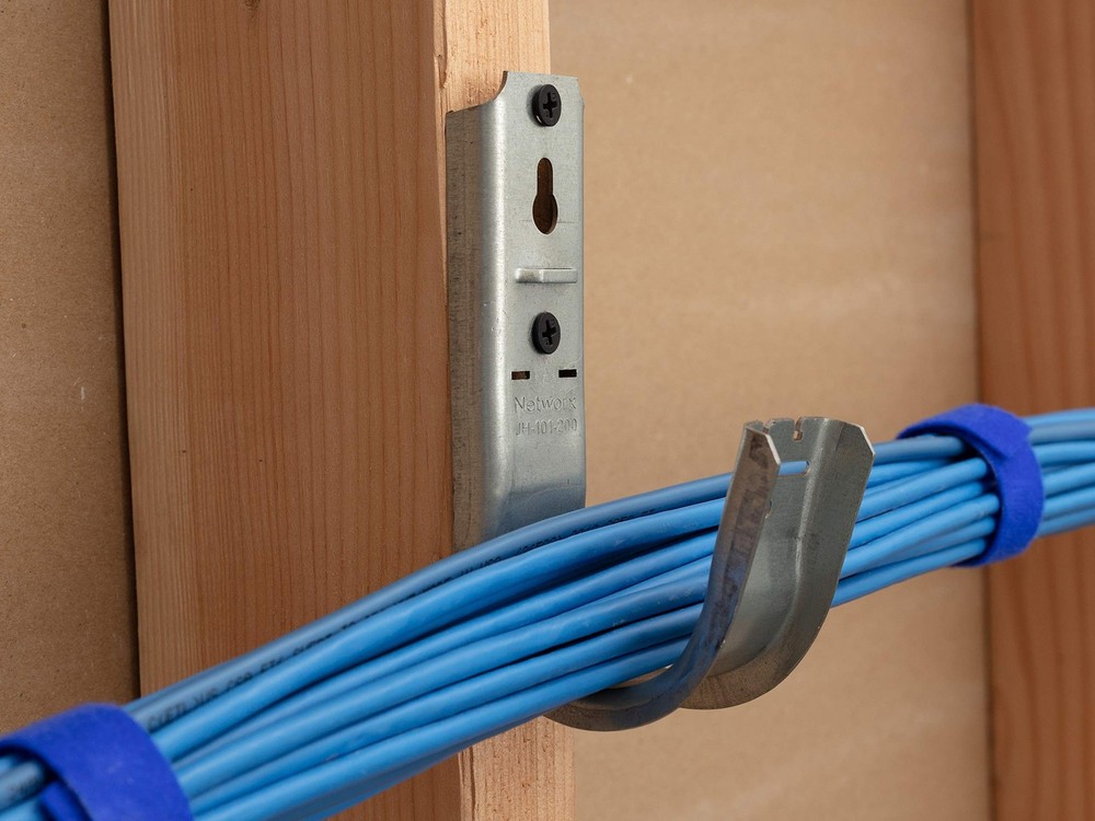 Networx 2" Wall Mount Galvanized Steel Cable Support J Hook with Retainer Cli...