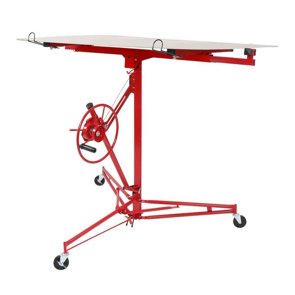 16' Drywall Lift Panel Hoist Sheetrock Plasterboard Jack Lifter Rolling Tool Red