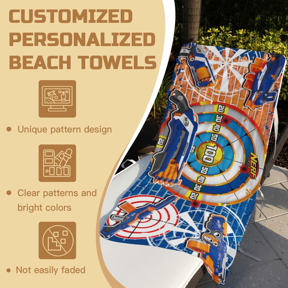 Nerf Beach Towel Quick Drying Microfiber Lightweight 30"x60" Birthday Gift