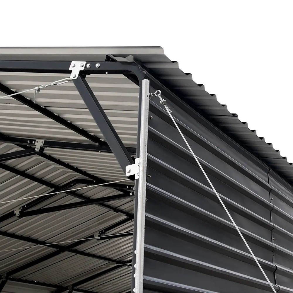 20x20ft Durable Galvanized Carport, 10ft Fully Covered Sides, 27GA Panel System