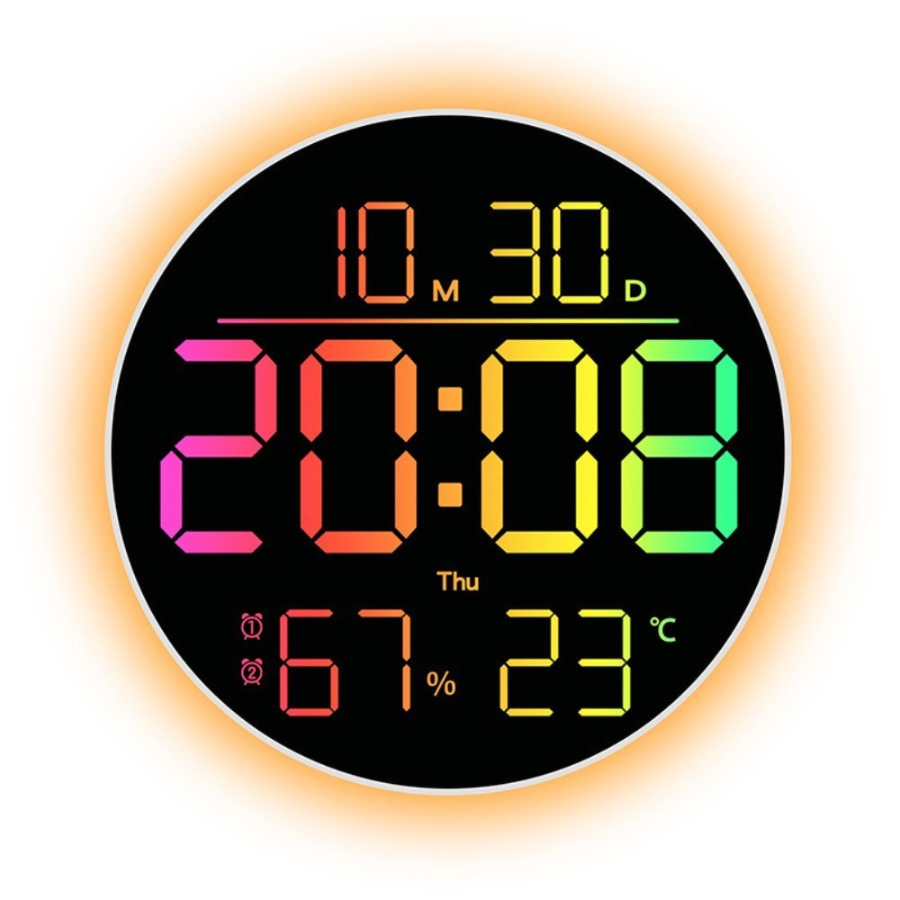 RGB Wall Clock with Remote Control Date Temp Humidity and Timer Function