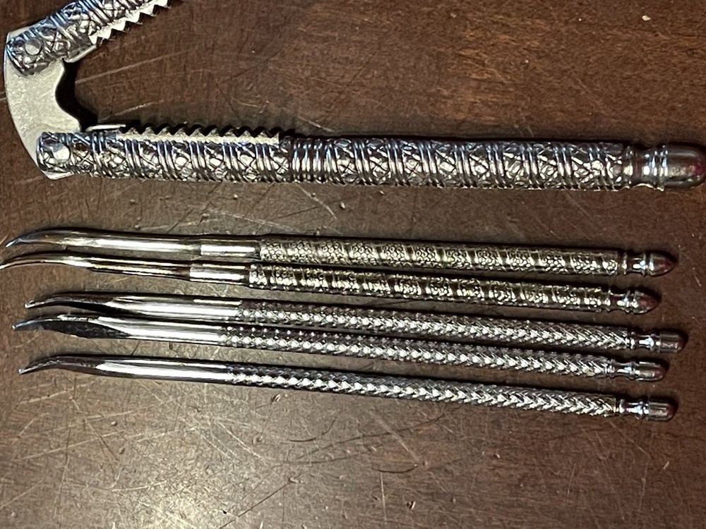 Vintage Handheld Metal Nutcracker w/ 4 picks