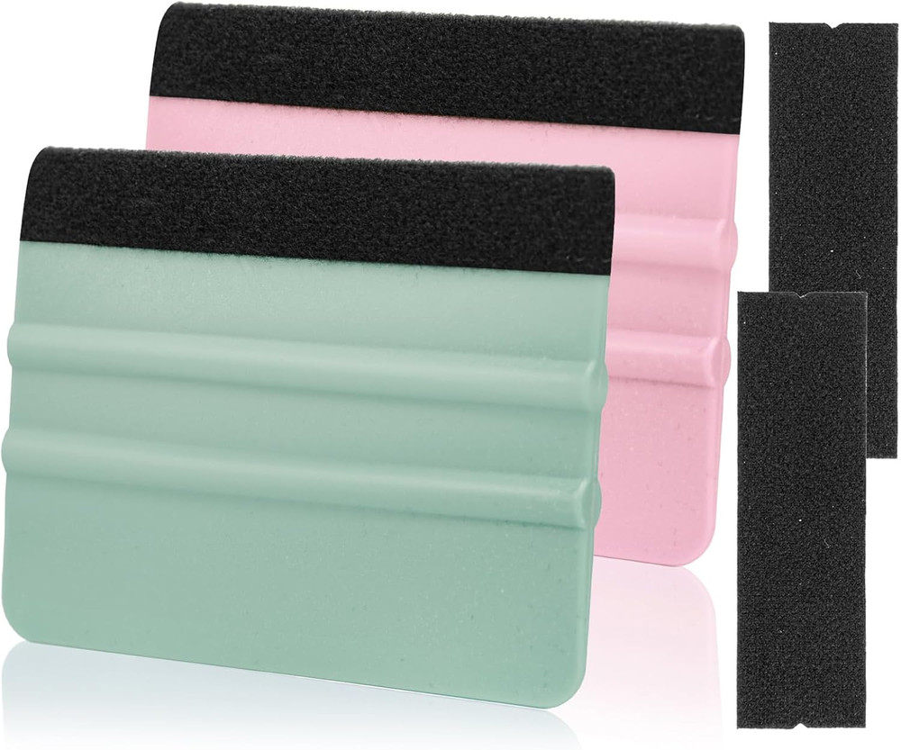 Squeegee for Vinyl, 2 Pcs Vinyl Squeegee with Extra 2 Felt Replacements, 4 In...