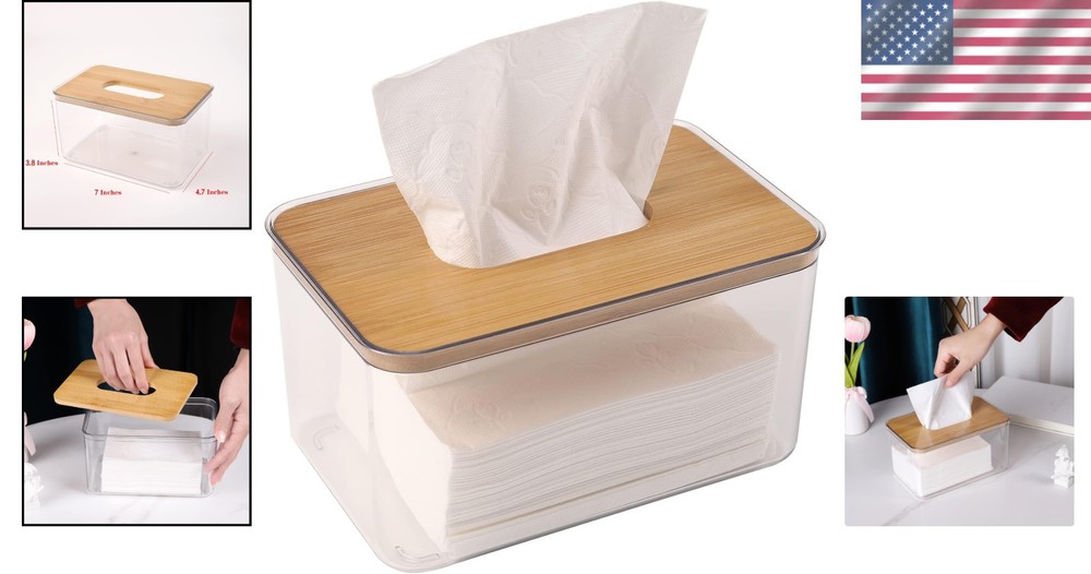Acrylic Tissue Box Dispenser for Bathroom Kitchen Modern Clear Square