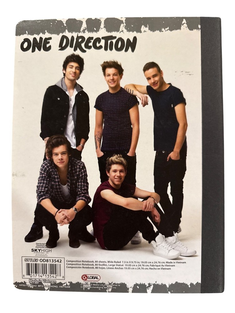 1D One Direction GROUP Composition Notebook 9.75" x 7.5" With Black Binding