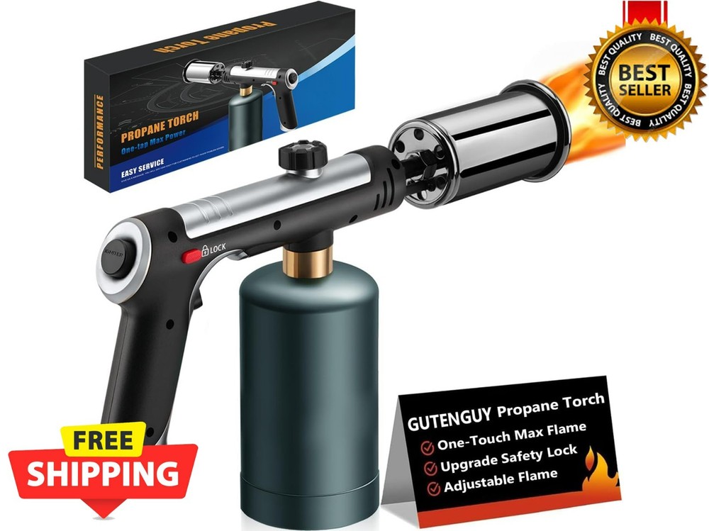 Powerful Propane Torch with One-Touch Max Fire, Adjustable Kitchen Torch with...