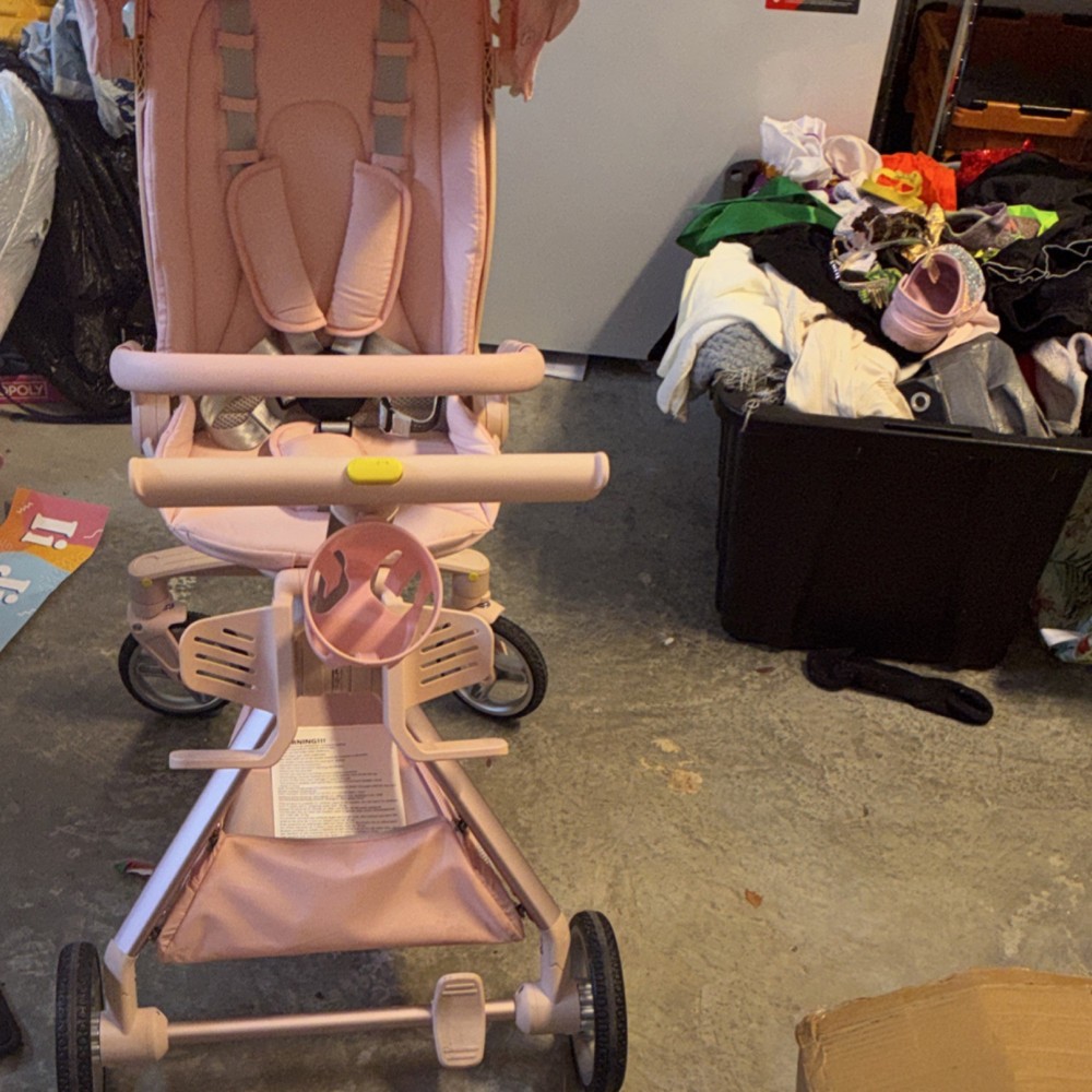 HaShow Q2 Pink Stroller Adjustable Handle Backrest Harness Storage Basket
