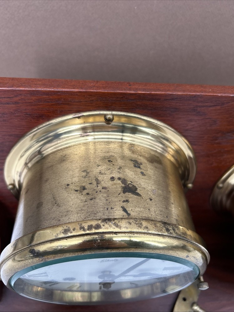 Schatz Ship's Strike clock barometer set Walnut Base READ NEED SERVICED / PATINA