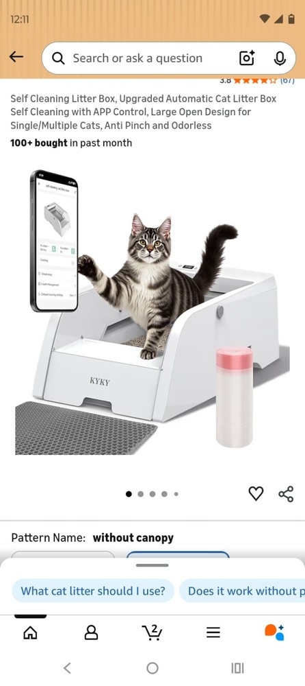 KYKY Self-Cleaning Automatic Cat Litter Box with App Control, Odorless