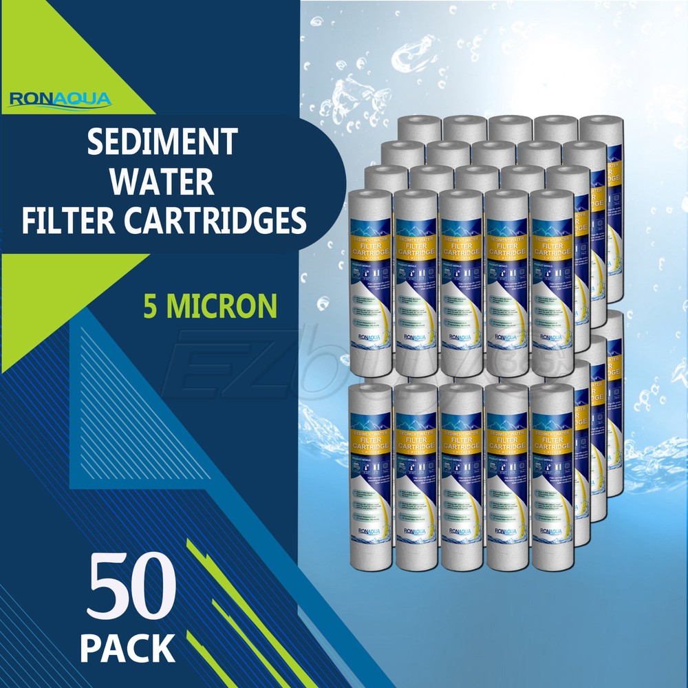 50pc Sediment 5 Micron Water Filters Cartridge 2.5" x 10" for Reverse Osmosis
