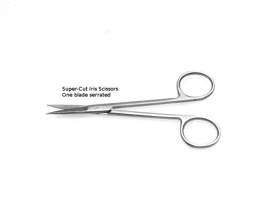 Super Cut Iris Scissors 4.5" Straight Serrated Blade Sharp Points
