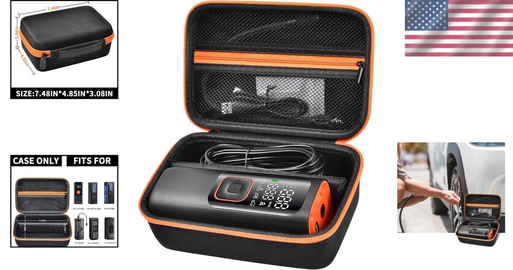 Portable Air Compressor Storage Case with Adjustable Dividers - Black Elegance