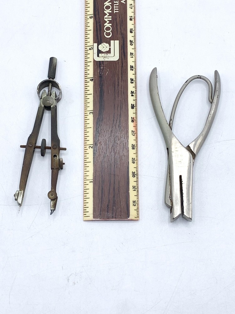 Vintage Hole Puncher & Pencil Compass Geometry Tool