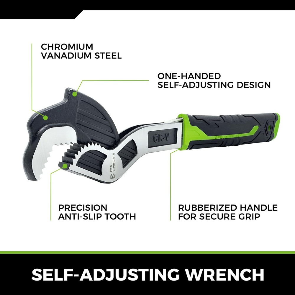 Multifunction Adjustable Pipe Wrench Set 2piece Quick Selfadjusting Power Grip F
