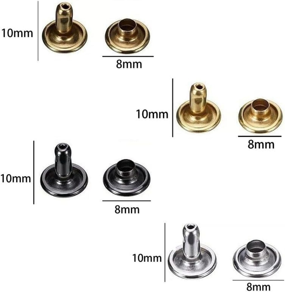 200Sets Leather Rivets,Sliver Metal Double Cap Rivets Snaps Studs for Clothes...