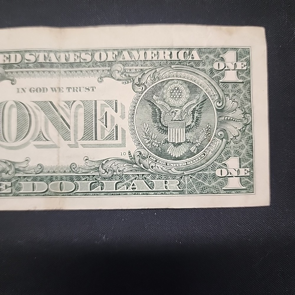 ERROR MISALIGNED MISCUT one dollar bill