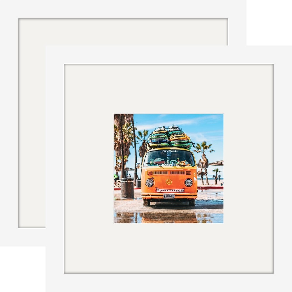 Picture Frames 8x8 White Nature Solid Wood 2 Pack for Wall Mount and Tabletop...