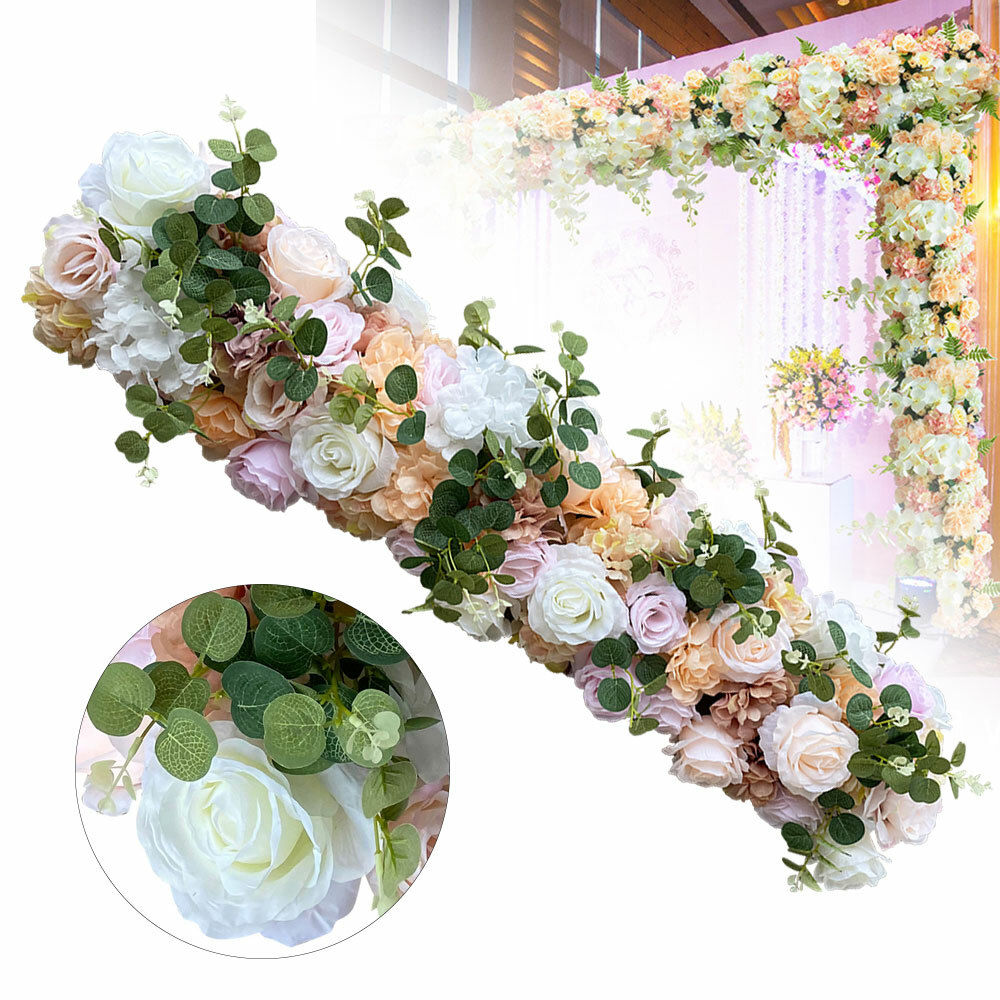 Artificial Silk Flower Row Panel Wedding Draping Floral Garland Backdrop 100cm