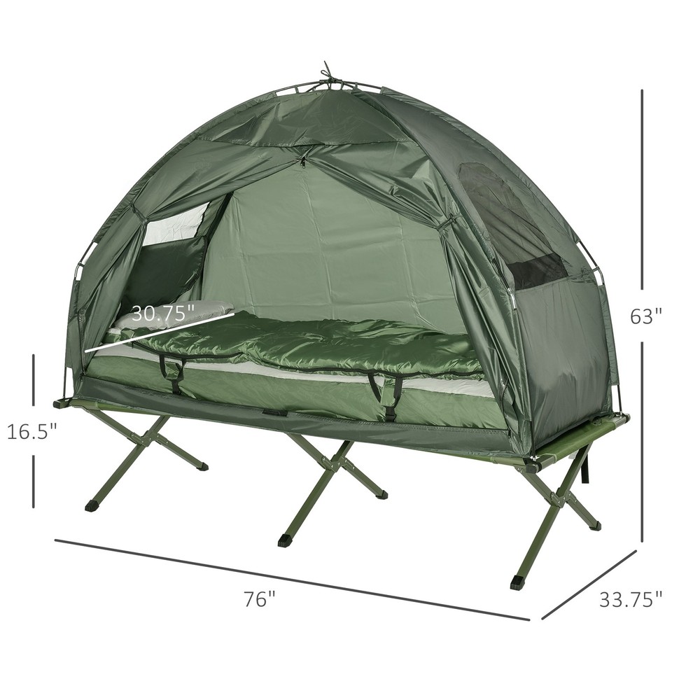 All-in-One Folding Camping Cots for Adults, Elevated Tent with Sleeping Bag