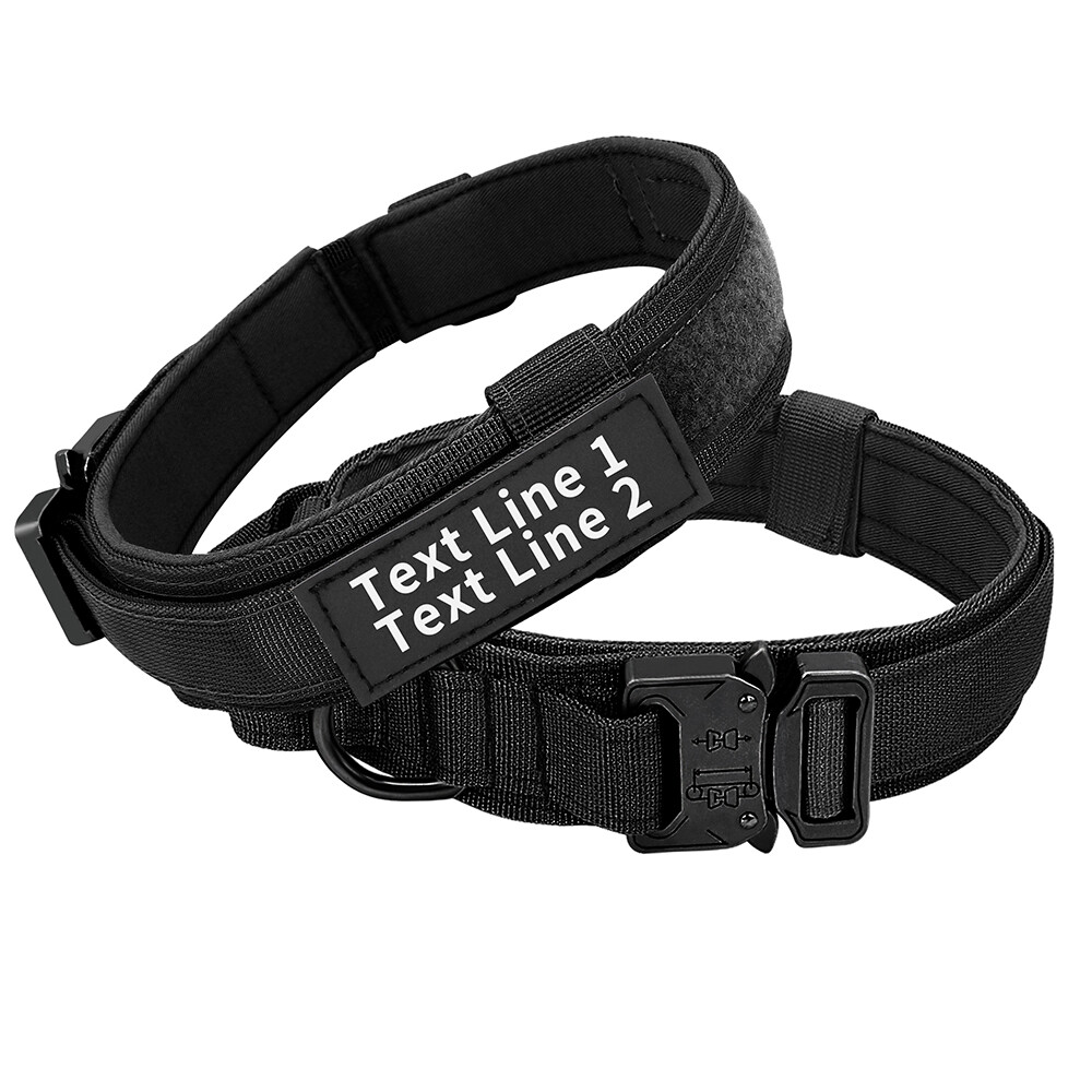 Personalized Tactical Dog Collar with Handle Military Training Custom Name Print
