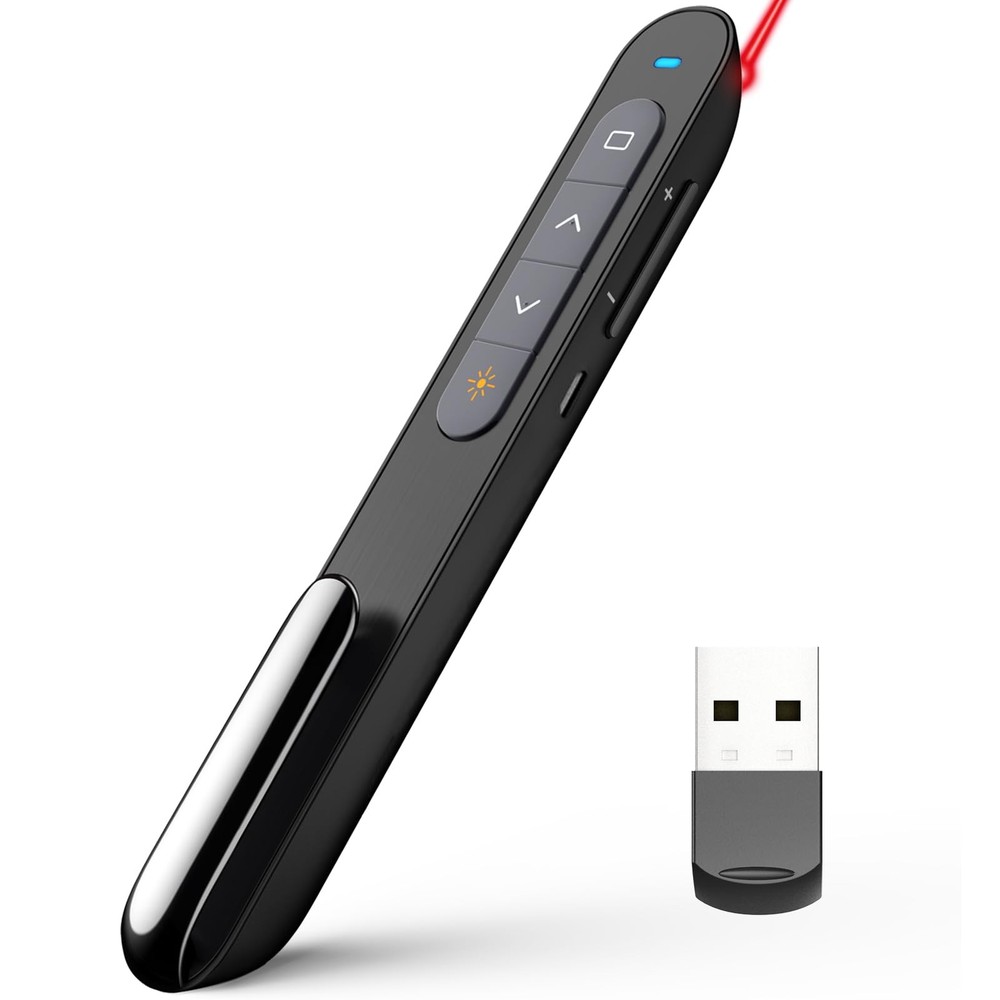 N76 Rechargeable Presentation Clicker Wireless Remote Red Light PPT Click