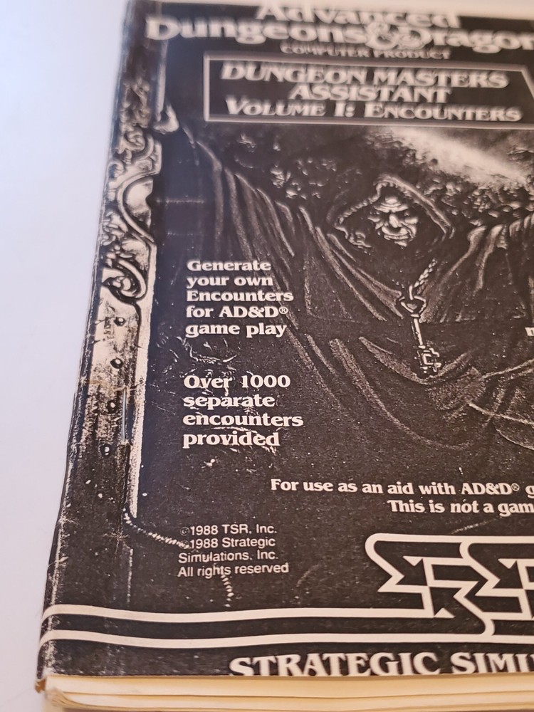 1988 Dungeons & Dragons Masters Assistant Encounters Strategy Guide Black White